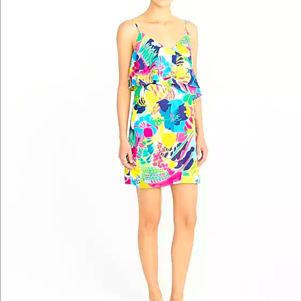 J. Crew Floral Printed Ruffle-front Dress Size 2